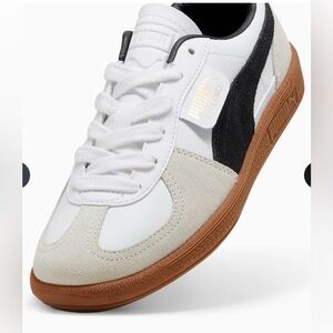 Puma Palermo Leather Kids' Sneakers White Black Size 1 EUC